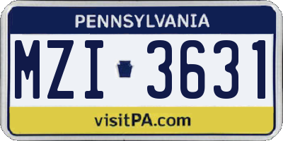 PA license plate MZI3631