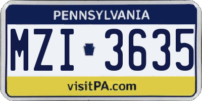 PA license plate MZI3635