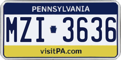 PA license plate MZI3636