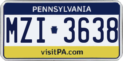 PA license plate MZI3638