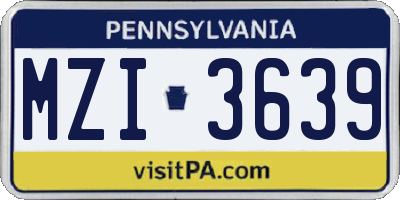 PA license plate MZI3639