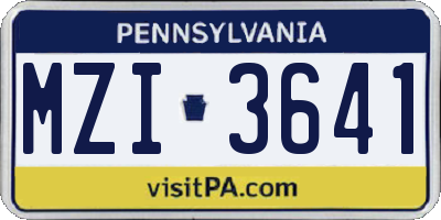 PA license plate MZI3641