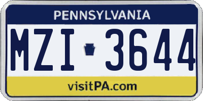 PA license plate MZI3644