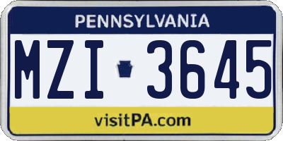PA license plate MZI3645