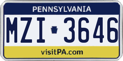 PA license plate MZI3646