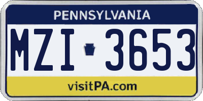 PA license plate MZI3653