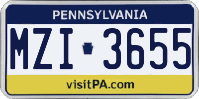 PA license plate MZI3655
