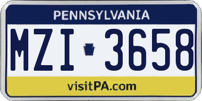 PA license plate MZI3658