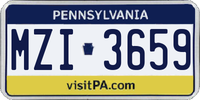 PA license plate MZI3659