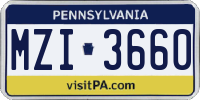 PA license plate MZI3660