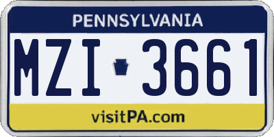 PA license plate MZI3661