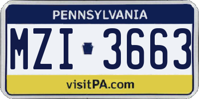 PA license plate MZI3663