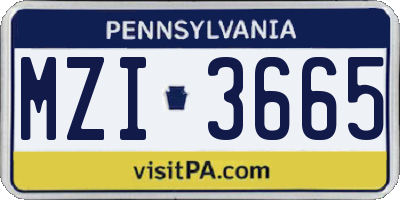 PA license plate MZI3665