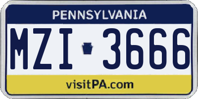 PA license plate MZI3666