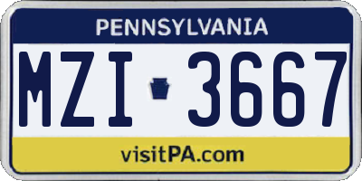 PA license plate MZI3667