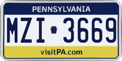 PA license plate MZI3669