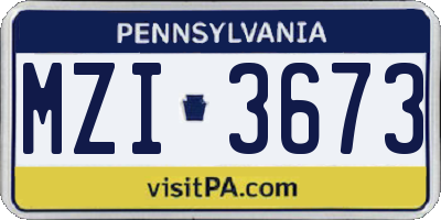 PA license plate MZI3673