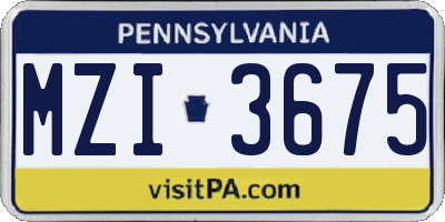 PA license plate MZI3675