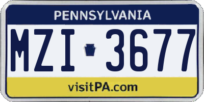 PA license plate MZI3677