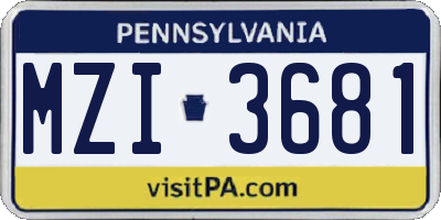 PA license plate MZI3681