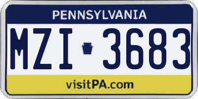PA license plate MZI3683
