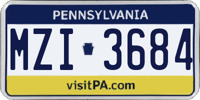 PA license plate MZI3684