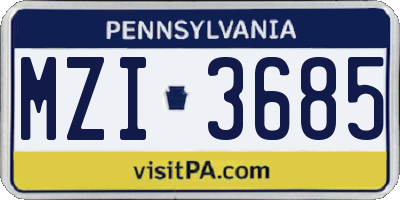 PA license plate MZI3685