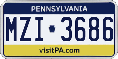 PA license plate MZI3686