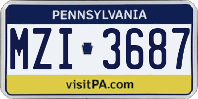 PA license plate MZI3687