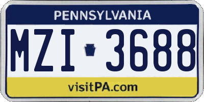 PA license plate MZI3688