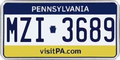 PA license plate MZI3689