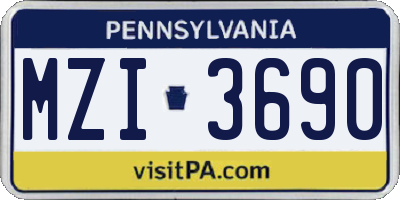 PA license plate MZI3690