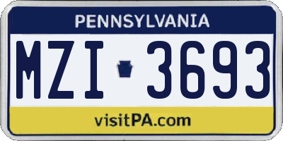 PA license plate MZI3693