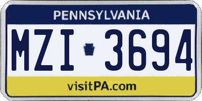 PA license plate MZI3694
