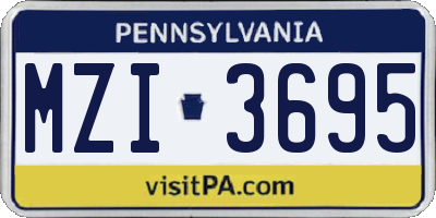 PA license plate MZI3695