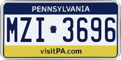 PA license plate MZI3696