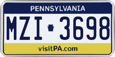 PA license plate MZI3698