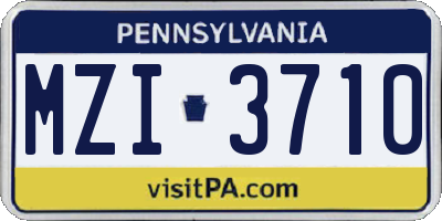 PA license plate MZI3710