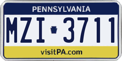PA license plate MZI3711