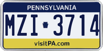 PA license plate MZI3714
