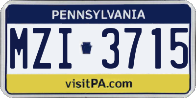 PA license plate MZI3715