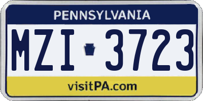 PA license plate MZI3723