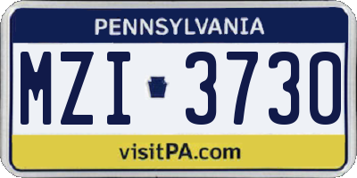 PA license plate MZI3730