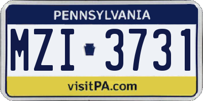 PA license plate MZI3731