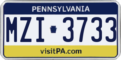 PA license plate MZI3733