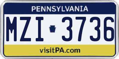 PA license plate MZI3736