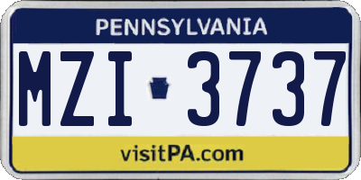 PA license plate MZI3737