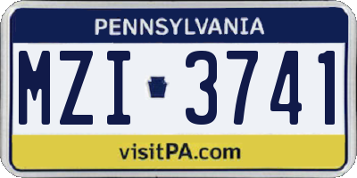 PA license plate MZI3741