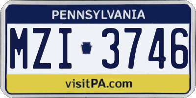 PA license plate MZI3746