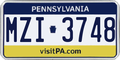 PA license plate MZI3748